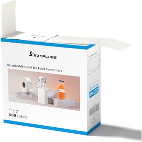White 1-1/2" x 2-1/2" Dissolvable Labels for Food Containers 300 Stickers(1 Roll)