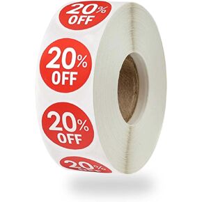 1000 Stickers, Discount Percent Off, 1 Inch Round, Promotion Labels (50 Off Red)