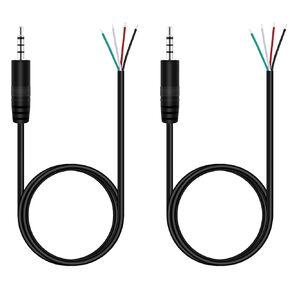 (2 Pack 3 ft Replacement 3.5mm 1/8" Male Plug to Bare Wire Open End Pigtail TRRS Stereo 3.5mm Jack Connector Adapter Audio Cable for Headphone Headset Earphone Microphone Cable Repair