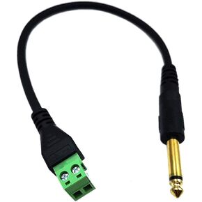 Qaoquda Gold Plated 6.35mm 1/4" Stereo TRS Audio Jack Male to 3 Pin Screw Terminal Female Microphone Balun Solderless Converter Adapter Cable 30cm/1FT(6.35mm TRS)