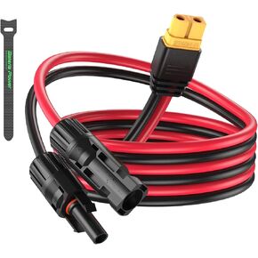 10FT Solar Connector to XT60 Adapter Extension Cable, 12AWG Solar Panel to XT60 Charge Extension Cable for RV Foldable Solar Panel, Portable Power Station, Solar Generator (1PCS)