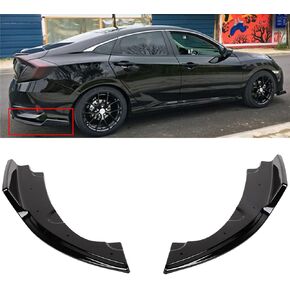 SCITOO Glossy Black Left Right Rear Bumper Canard Splitter Diffuser Valence Lower Spoiler Lip Bumper Splitters Aprons Fit for 2016-2019 for Honda Civic 4 Door Sedan Model