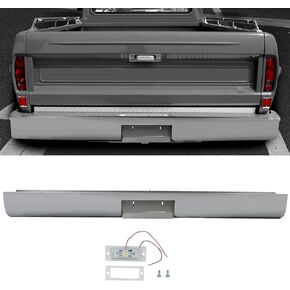 Steel Roll Pan Rollpan Bumper Compatible with 1967-1972 Ford F100 Fleetside w/License Plate Hole&LED Light