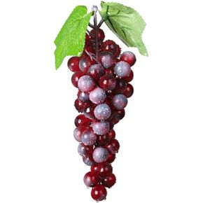 A Bunch of Artificial Red Grapes with Vines Fake Plastic Fruit for Home Kitchen Party Wedding Decoration Photography Prop(85 Kernels)