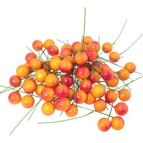 100 قطعة من الكرز الاصطناعي الأحمر والأصفر، ديكور محاكاة الكرز الاصطناعي الواقعي لتزيين المنزل، صور الدعائم، مستلزمات الحرف اليدوية، الاستخدام اليدوي (الأحمر والأصفر) 12 مم/0.47 بوصة