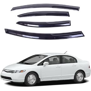 Fits Honda Civic 2006-2011 Acrylic Safe Smoke Window Visor Set - Sun, Rain, and Vent Protection, 4-Piece Window Deflector Guard Kit
