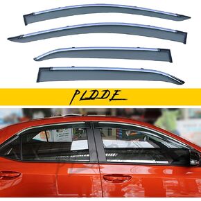 4pcs Smoke Tint with Chrome Trim Outside Mount Tape On/Clip On Style PVC Sun Rain Guard Window Visors Compatible with 07-11 Toyota Camry