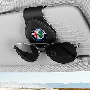 Sunglasses Holder for Car Leather Glasses Frame, Eyeglass Hanger Card Clip Car Sun Visor Accessories Compatible with Alfa Romeo