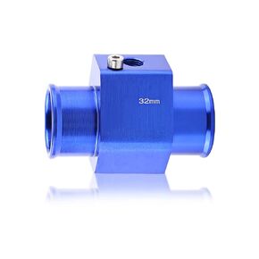 Universal Water Temp Joint Pipe, Keenso Aluminum Water Temp Temperature Joint Pipe Gauge Radiator Hose Adapter, Blue 26mm - 40mm (32mm)