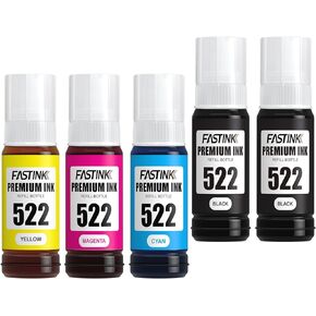 عبوة إعادة تعبئة زجاجة حبر أسود 522، سعة عالية، تعمل مع طابعة Epson ET-2720، ET-2800، ET-2803، ET-4800، ET-4700، ET-2400 ET-2840، ET-4810، 522 حبر أسود، 3 أسود