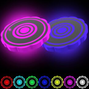 Car Coasters, 2 Pcs LED Cup Holder Lights Car Cup Holder Coaster 7 Color Breathing Lights, USB Charging Atmosphere Lamp Decoration Lights Car Accessories Cool LED Coaster for Car Truck SUV Vehicle in Kuwait