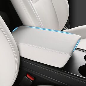 Center Console Cover for Tesla Model 3 Model Y 2017-2023 Car Armrest Box Protector Lid Pad Central Control Mat Waterproof Leather Cushion Accessories, Not for Model 3 Highland (White) in Kuwait