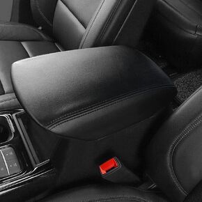 A ABIGAIL Center Console Armrest Cover Compatible with Ford Explorer 2020 2021 2022 PU Leather Arm Rest Box Lid Middle Console Cover Seat Protector Armrest Cushion Pad (Black)
