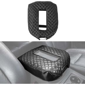 Hoolcar Armrest Pad Cover Car Center Console Protector Compatible with Chevrolet Avalanche Silverado Suburban Tahoe & GMC YUKON 2007-2013, Leather Console Replacement, Black