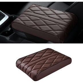 Pack-1 Car Armrest Box Pad, Memory Foam Leather Car Center Console Cover, Universal Armrest Box Mat Armrest Cushion, Suitable for Most Vehicles, SUVs, Trucks, Cars (Brown)