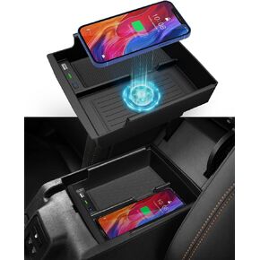 CarQiWireless for Ford Bronco Wireless Charger Accessories 2021 2022 2023 2024, Wireless Charging Center Console Tray for Ford Bronco Accessories 2021-2024, for Ford Bronco Storage Box Organizer