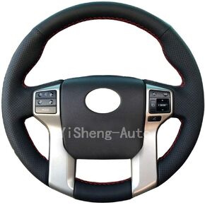 Steering Wheel Cover for 2012-2019 Toyota Tacoma 2014-2019 Tundra 2014-2019 Sequoia 2010-2019 4Runner Stitch On Wrap Interior Accessories DIY Black Microfiber Leather (Black Thread)