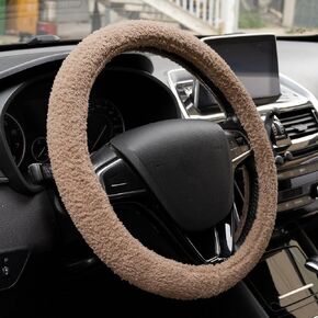 Cute Steering Wheel Cover Fluffy Car Wheel Cover for Women Girly Car Décor Universal 15 inch (Brown)
