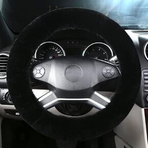 Fluffy Steering Wheel Cover for Women Fuzzy Steering Wheel Cover Winter Warm Faux Wool Plush Car Wheel Cover Furry Steering Wheel Protector Universal Fit 15 Inch (Red)
