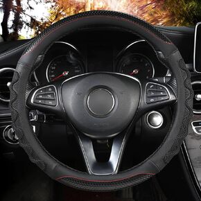 Car Steering Wheel Cover for Toyota Tacoma 2012-2024 4Runner 2010-2024 Tundra 2000-2024 Sequoia 2014-2023 2/4 Door SR5 Trail Limited Platinum TRD Pro Off Road 4x4 Sport Accessories, Red Line -L