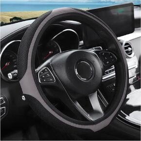 Fekey&JF Car Steering Wheel Cover, Elastic Stretch Anti-Slip Breathable Warm in Winter Cool in Summer, Car Interior Protection Accessories for Women Men, Universal 15 inch for Most Cars (Wine Red)