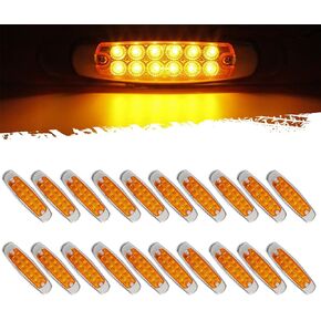 Partsam 20 قطعة 6.2 بوصة كهرمان LED أضواء جانبية للعلامات الجانبية 12 صمام ثنائي أضواء المصد الأمامي للمقطورة الثقيلة شاحنة ATV SUV Coach أضواء LED سطح جبل مقاوم للماء 12 فولت تيار مستمر in Kuwait