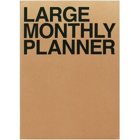 JSTORY Large Monthly Planner Lays Flat Undated Year Round Flexible Cover Goal/Time Organizer Thick Paper Eco Friendly Customizable Stitch Bound A4 16 Months 18 Sheets Kraft 8.46 x 11.61 Inches