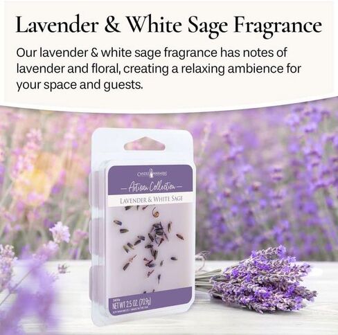 CANDLE WARMERS ETC Artisan Wax Melts 2.5oz, Lavender & White Sage (4-Pack) – Each Pack has x4 2.5 oz Wax Melts and 30 Hours of Fragrance – Perfect for bedrooms, Living Rooms, and bathrooms in Saudi Arabia