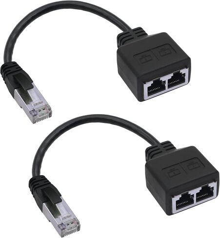 GINTOOYUN 2PCS RJ45 محول كابل RJ45 ذكر إلى أنثى محول مزدوج (7.8 بوصة) لأجهزة الكمبيوتر المحمولة، وأجهزة الكمبيوتر المكتبية، وأجهزة التوجيه، وما إلى ذلك (فقط لتبديل الشبكات، وليس لفصل الشبكات) in Saudi Arabia