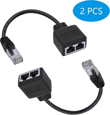 GINTOOYUN 2PCS RJ45 محول كابل RJ45 ذكر إلى أنثى محول مزدوج (7.8 بوصة) لأجهزة الكمبيوتر المحمولة، وأجهزة الكمبيوتر المكتبية، وأجهزة التوجيه، وما إلى ذلك (فقط لتبديل الشبكات، وليس لفصل الشبكات) in Saudi Arabia