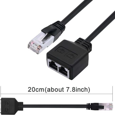 GINTOOYUN 2PCS RJ45 محول كابل RJ45 ذكر إلى أنثى محول مزدوج (7.8 بوصة) لأجهزة الكمبيوتر المحمولة، وأجهزة الكمبيوتر المكتبية، وأجهزة التوجيه، وما إلى ذلك (فقط لتبديل الشبكات، وليس لفصل الشبكات) in Saudi Arabia