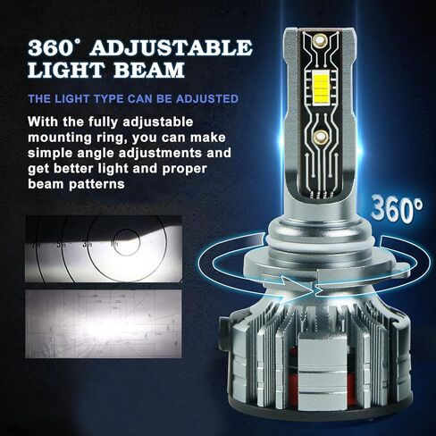 مناسب لسيارة Toyota Camry (2007-2014) مصابيح LED الأمامية، 9005+H11 مصابيح أمامية LED عالية/منخفضة الشعاع + مصابيح الضباب LED H11/H8، عبوة من 6 قطع in Kuwait