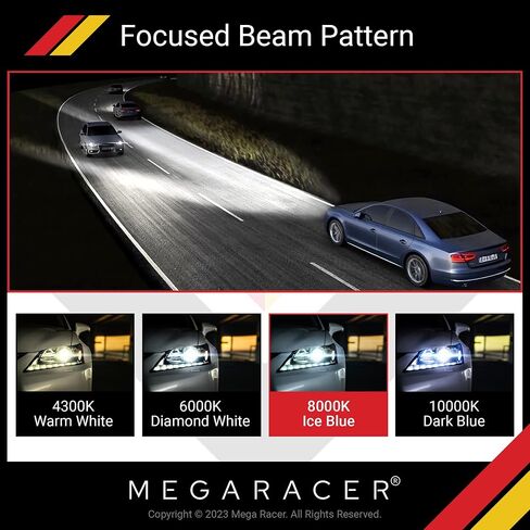 Mega Racer D1R/D1S HID Headlight Bulb - 8000K Ice Blue 35W Xenon Light Metal Stents IP68 Waterproof, Pack of 2 in Saudi Arabia