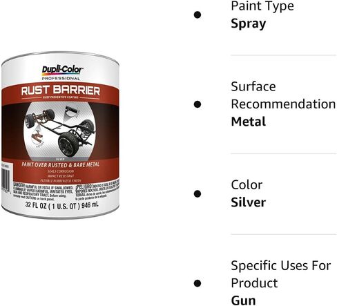 Dupli-Color ERBQ10200 Barrier Rust Preventative Coating, Silver, 1 Quart, 32. Fluid_Ounces in Saudi Arabia