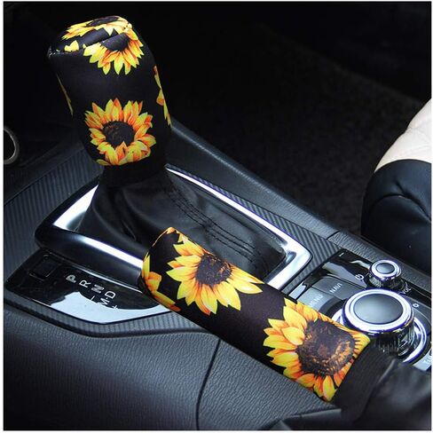 Sunflower Auto Gear Shift Knob Cover+Handbrake Cover Set Washable Neoprene Cloth in Saudi Arabia