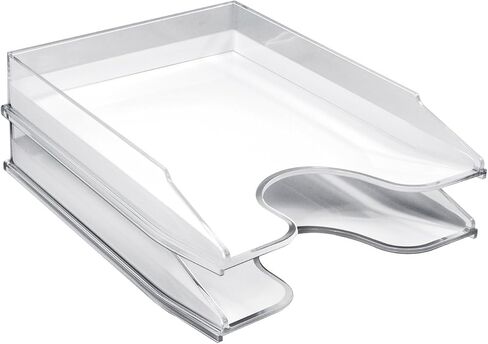 منظم صينية الحروف Sorbus، صينية ورق أكريليك قابلة للتكديس، حامل ملفات طاولة مكتب شفاف - مستويين، تخزين ملفات سطح المكتب، حامل مجلات قابل للتكديس، فارز البريد، للمنزل، أرفف تنظيم المكتب in Kuwait