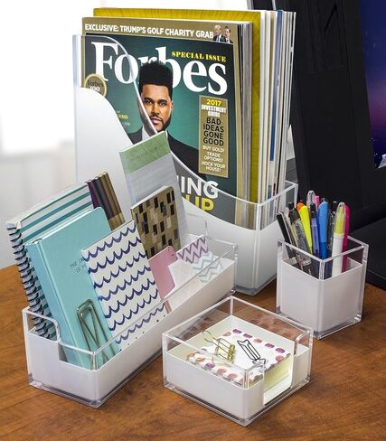 منظم صينية الحروف Sorbus، صينية ورق أكريليك قابلة للتكديس، حامل ملفات طاولة مكتب شفاف - مستويين، تخزين ملفات سطح المكتب، حامل مجلات قابل للتكديس، فارز البريد، للمنزل، أرفف تنظيم المكتب in Kuwait