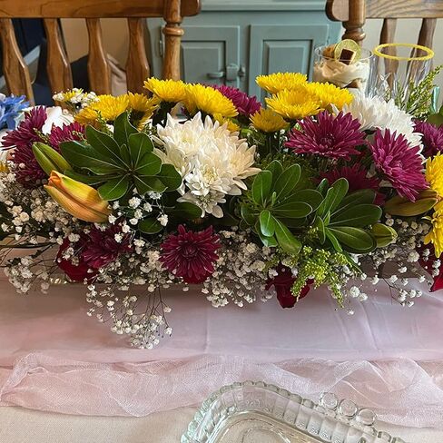 مزهريات زهور أكريليك - قطعة مركزية من الزهور الشفافة لطاولة الطعام، مزهرية زهرة أكريليك شفافة 9.87 بوصة مستطيلة 10 فتحات لديكور الزفاف والمنزل الحديث in Kuwait