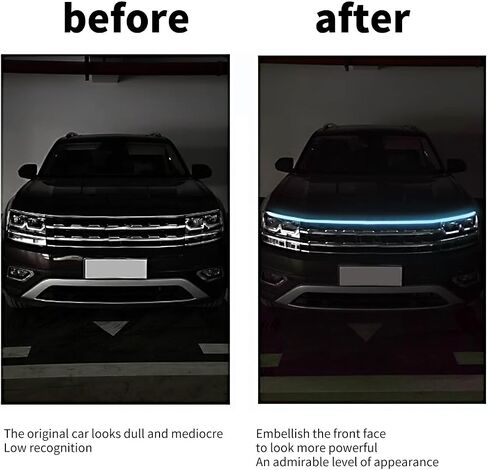 1 PC Through-Type Car Center Grille LED Running Light Bar, 12V Waterproof Flexible Vehicle Hood Emergency Warn Light Replacement, Universal Decorative Light with Adhesive (White #59In) in Saudi Arabia