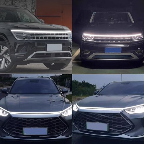 قطعة واحدة من شريط إضاءة LED لشبكة مركز السيارة من النوع الكامل، غطاء محرك السيارة المرن المقاوم للماء 12 فولت، استبدال ضوء الطوارئ، ضوء ديكور عالمي مع مادة لاصقة (أبيض #59 بوصة) in Saudi Arabia
