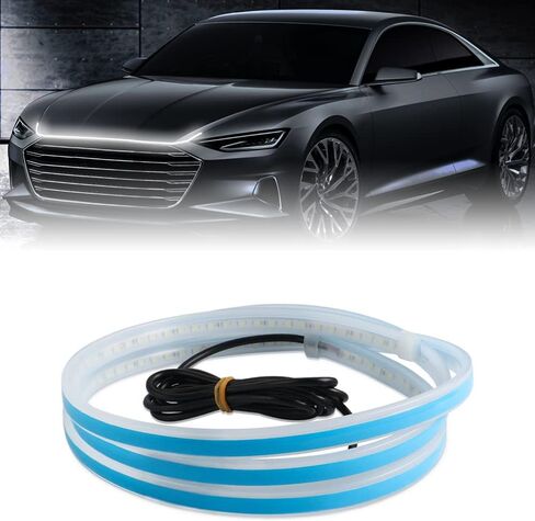 Car Hood Light Strip,Universal 12V Car Hood Daytime Running Light Strip,60 Inch Engine Hood Guide Decorative Light Bar,Waterproof Flexible LED Auto Decorative (White, 60 inch) in Saudi Arabia
