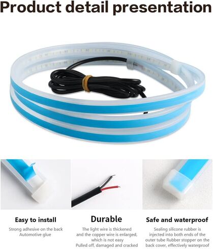 Car Hood Light Strip,Universal 12V Car Hood Daytime Running Light Strip,60 Inch Engine Hood Guide Decorative Light Bar,Waterproof Flexible LED Auto Decorative (White, 60 inch) in Saudi Arabia