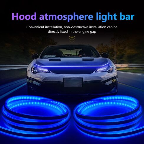 Car Hood Light Strip,Universal 12V Car Hood Daytime Running Light Strip,60 Inch Engine Hood Guide Decorative Light Bar,Waterproof Flexible LED Auto Decorative (White, 60 inch) in Saudi Arabia