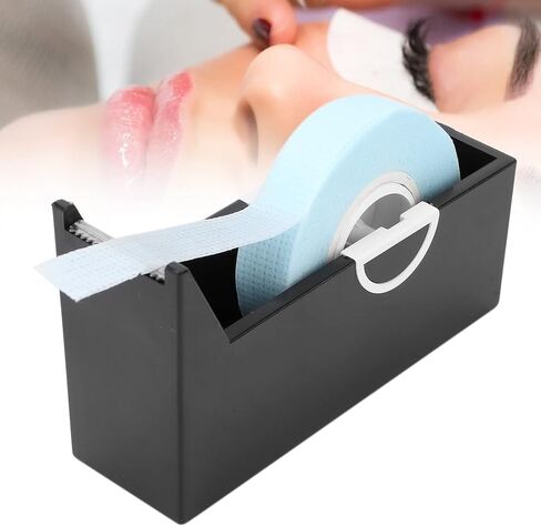 Eyelash Tape Dispenser, Eyelash Extension Tape Dispenser Holder Portable Desktop Tape Cutter for Home Salon Eyelash Extensions Supplies(Black) in Saudi Arabia