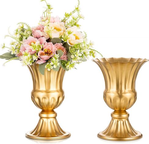 Sziqiqi Vintage Vase for Flowers Decorative Plant Pots for Table Centerpieces - Small Flower Arrangement Vases for Living Room Home Party Reception Ceremony 6.3in (Gold, 2) in Kuwait