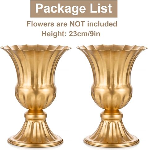 Sziqiqi Vintage Vase for Flowers Decorative Plant Pots for Table Centerpieces - Small Flower Arrangement Vases for Living Room Home Party Reception Ceremony 6.3in (Gold, 2) in Kuwait