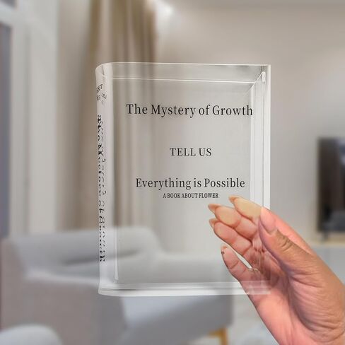 Book Vase for Flowers Aesthetic Room Decor, Artistic and Decorative Acrylic Vase, Unique Home/Bedroom/Office Accent (Clear)| Gift Idea for Thanksgiving, Christmas and New Year in Saudi Arabia