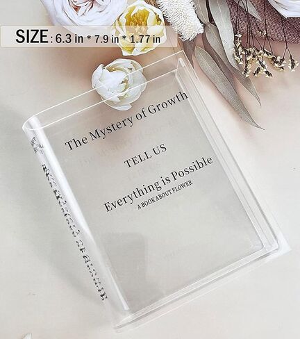 Book Vase for Flowers Aesthetic Room Decor, Artistic and Decorative Acrylic Vase, Unique Home/Bedroom/Office Accent (Clear)| Gift Idea for Thanksgiving, Christmas and New Year in Saudi Arabia