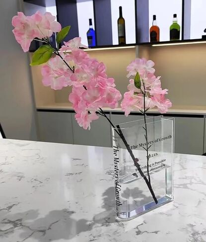 Book Vase for Flowers Aesthetic Room Decor, Artistic and Decorative Acrylic Vase, Unique Home/Bedroom/Office Accent (Clear)| Gift Idea for Thanksgiving, Christmas and New Year in Saudi Arabia