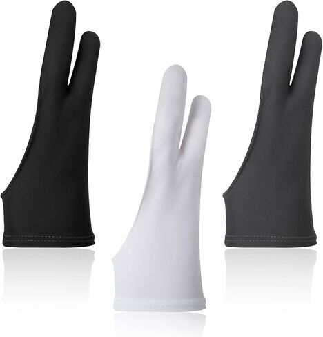3 قطع من القفازات ذات الإصبعين، قفازات الرسم اللوحية للرسم وحارس اليد بإصبعين، قفاز الرسم الجرافيكي للجنسين (أسود، أبيض، رمادي، كبير) in Kuwait